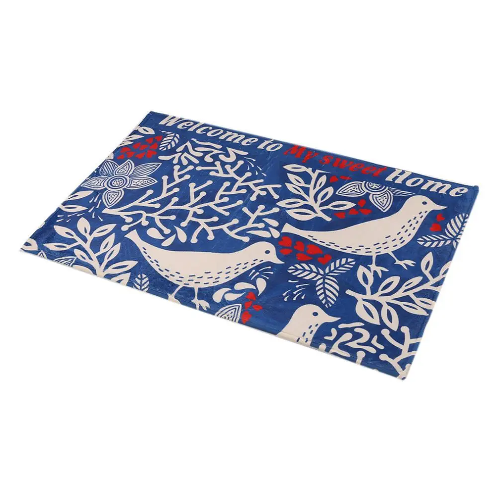 2017 High Quality Lovely Durable Home Bedroom Washable Carpet Bird Pattern Skid Resistance Water Absorption Bathroom Floor Mat