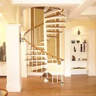 Stainless steel Vertical Stringer Spiral Staircase With Wood Tread/Factory Price Curved Stairs