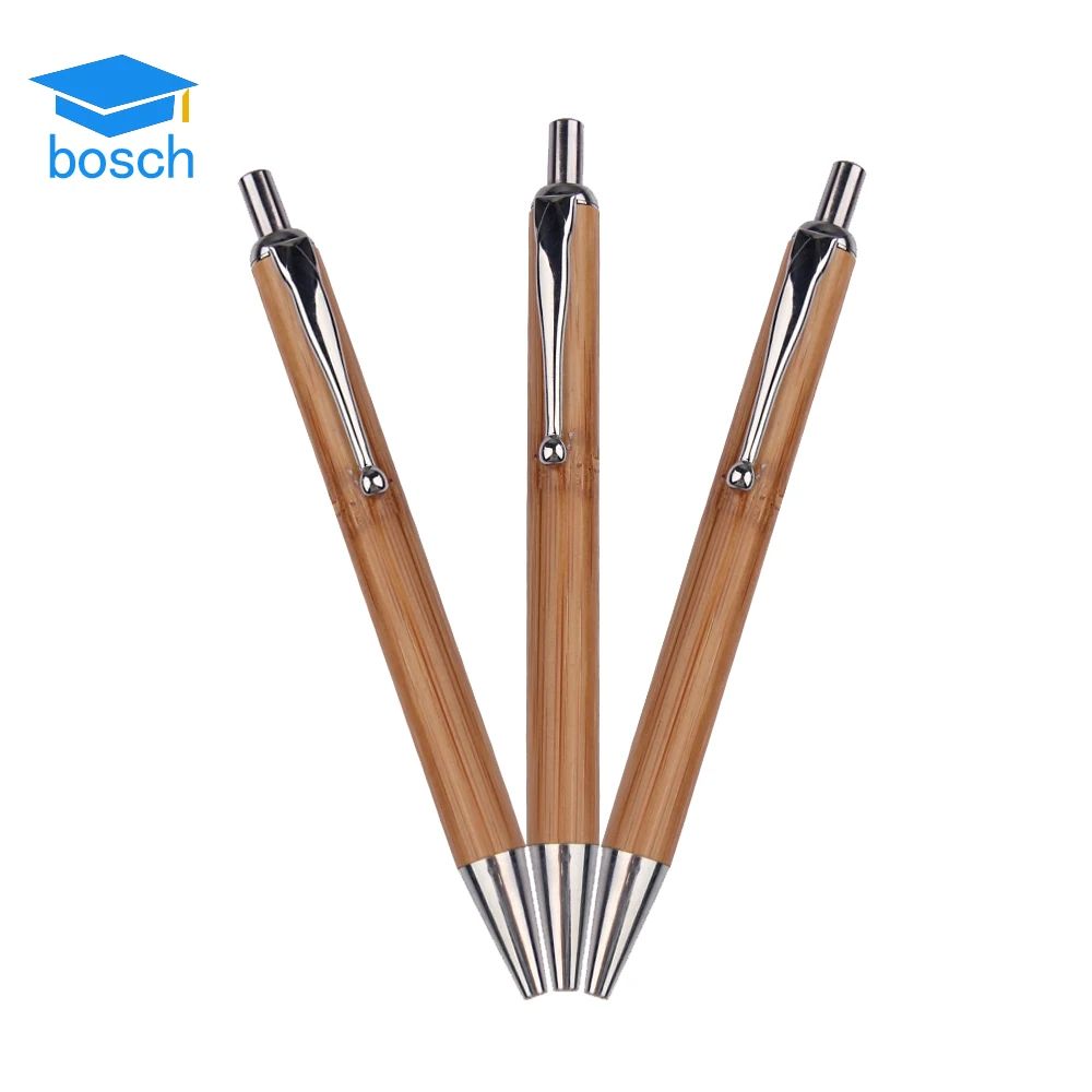 bamboo pens eco-friendly metal clip ball pens