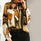 New Fashion Ladies Blouses Slim Women Pattern Printed Blouse Office Work Wear Shirts Women