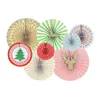 Western Christmas 2020 party supplies navidad decoracion paper fan with glitter Reindeer Photo Prop christmas decorations indoor