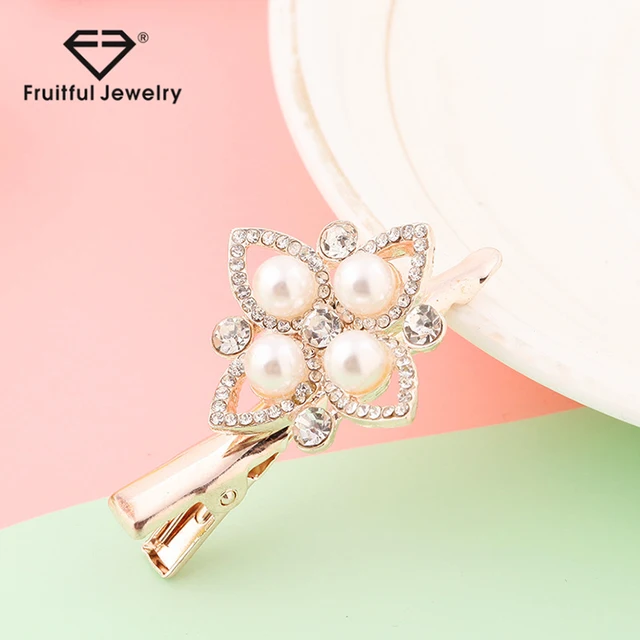 2017 wholesale Fashion wedding hair accessories bridal crystal pearl Duckbill clip hairpin