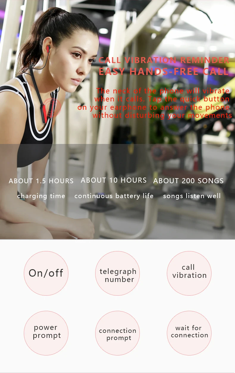 2019 new headset Alert function with Vibration X3 Neckband headphones Wireless Stereo Wireless Earphone For Music Play - ANKUX.COM
