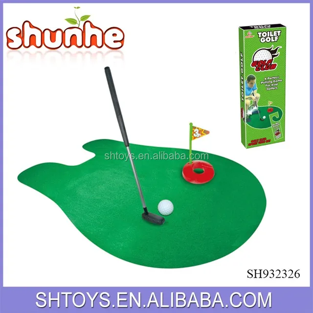 novelty gift toilet golf indoor mini golf game with putter