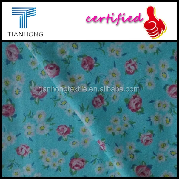 blue flower design 122gsm cotton twill weave brushed flannel