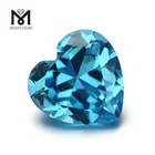 Factory price zircon stone heart shape aquamarine blue color cubic zirconia stone