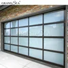 Aluminum alloy material frosted glass modern new black sectional panel garage door