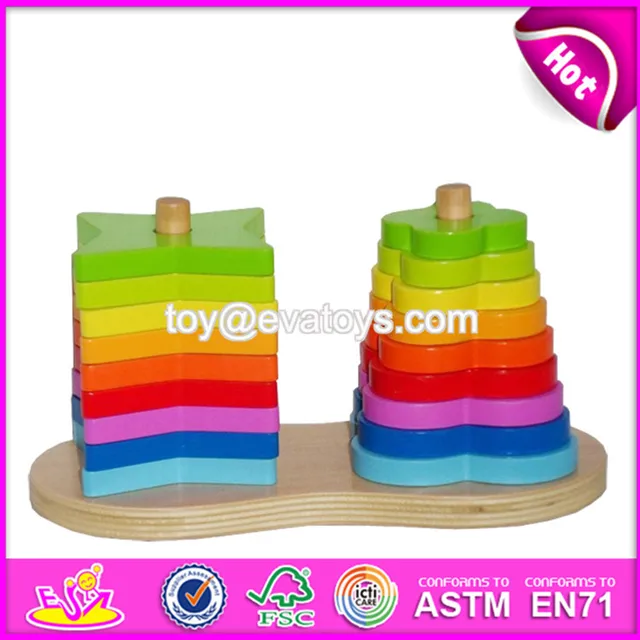 stacking toy,shelfstacking educational kids geometry sorting wooden stacking blocks toy w13