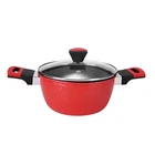 Japanese 3003 aluminum alloy non-stick coating cooking soup sauce pot with bakelite handle glass pot lid