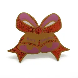 badge , stainless steel printed with glitter bowknot and bell