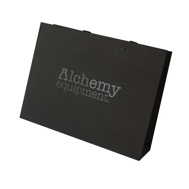 high quality recycled matte black kraft paper bag with handle