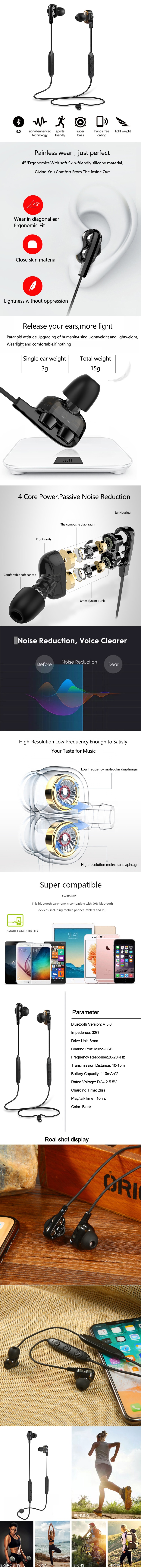 2019 New Arrival Sport Bluetooth Headset 5.0 Wireless Earphone In Ear Headphone Handfee BT Earphone Support Mobile Phone - ANKUX.COM