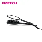 PRITECH New Customized Ceramic Coating Temperature Control electric comb fast steam Hair Straightener Brush