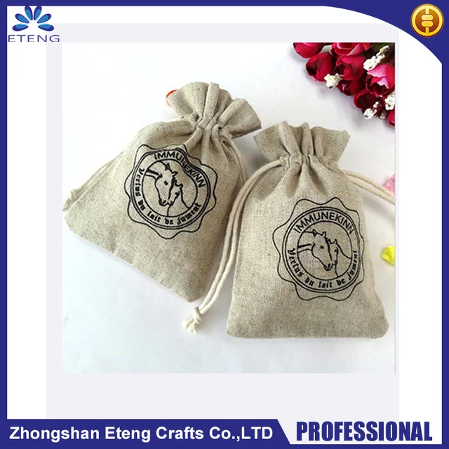 promotional custom printed gifts linen drawstring bags,linen