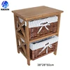 indian bone inlay retro furniture bedside small cabinet with 2 wicker baskets