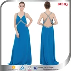 China Wholesale Backless Blue Long Beading Sexy Prom Dresses