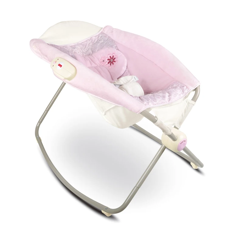 pink swinging crib