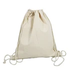 Customized durable blue cotton large drawstring bag