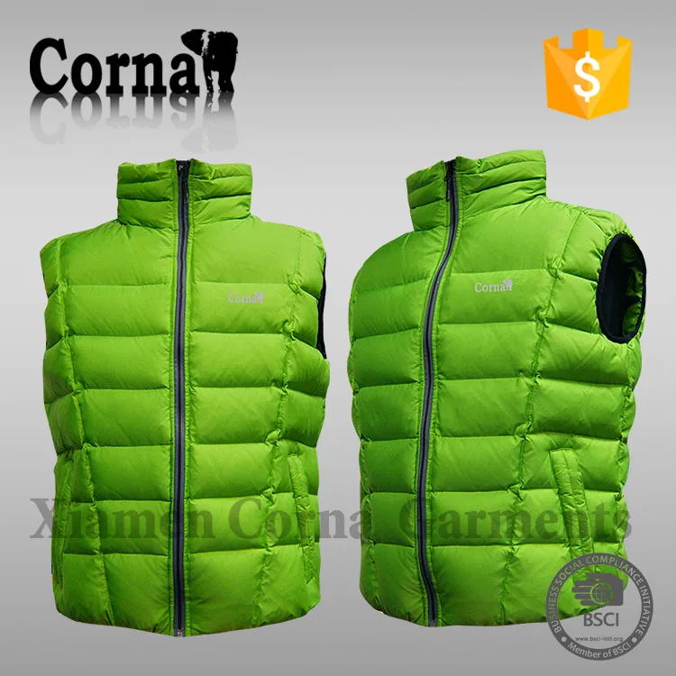 Customized fashion 100% polyester lightweight men's wind-proof down feather vest sale made in China