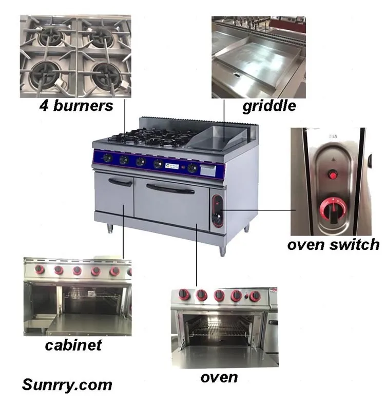 Commercial Heavy Duty Mini Uganda Gas Cooker Stove Brands With Griddle