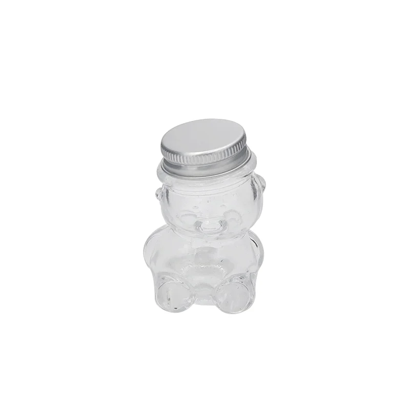 30 ml Mini mignon ours en verre bocal de bonbons avec couvercle en aluminium