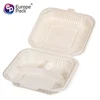 EPK new products cornstarch clamshell box design biodegradable 3 compartment lunch box
