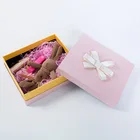 Square and luxury pink and grey 4 color printing carton box for birthday and wedding gift
