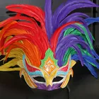 2014 new healthy natural colorful cock feather party mask Christmas funny mask