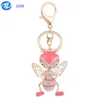 Customer New fashion cheap metal bee keychain with rhinestone