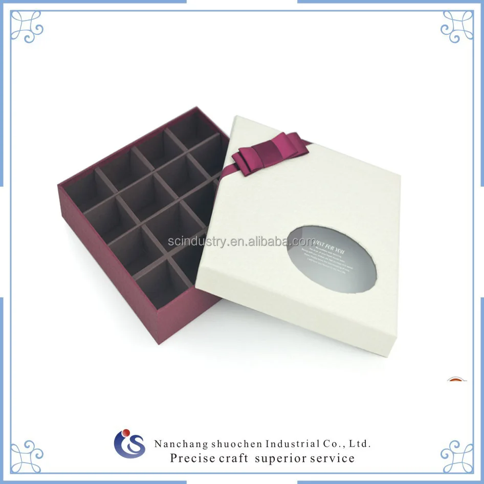 white cardboard nine chocolate boxes with bowknot