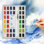 12/24/36Colors Solid Water Color Paint Set With Water Paint Brush Portable Pigment For Art Supplies Artist Watercolor