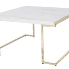 China old city gate metal frame Chinese white marble top coffee table for living room