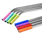 Wholesale Colorful Cocktail Reusable Ecological Silicone Biodegradable Bubble Tea Straw Tips