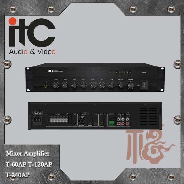 itc ap series 60w 120w 240w 2 mic input and 1 line input mixer