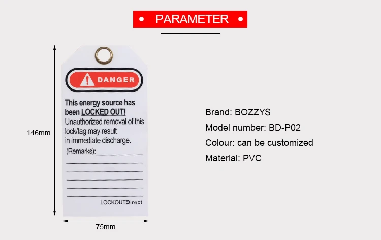 Rewritable Safety tags from laminated PVC Suitable to Overhaul of lockout-tagout equipment
