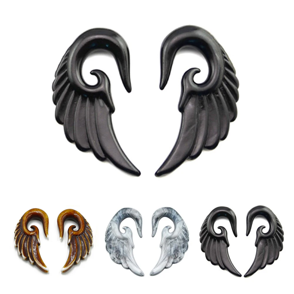 Inspiration Dezigns Pair of Organic Abalone Angel Wing Spiral Taper