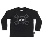 Custom Logo Toddler Kids Hoodies Boys Black Cotton Hooded Long Sleeve Skull T Shirts