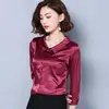 313073 high quality office lady clothing plus size long sleeve real silk women shirt