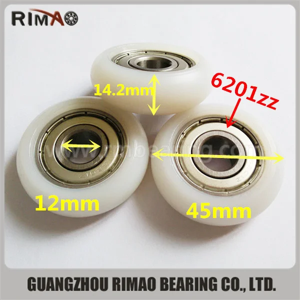 6201zz round nylon ball bearing roller wheels.jpg