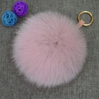 fur Material and customizedball Fur Ball KeyChain rabbit fur pom keychain Solid Color
