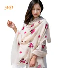 Women Fashion Embroidery Flower Scarf Lady Summer Beach Long Shawl