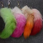 Furry ball fur key chain fluffy fox fur pom keychain red fox fur tail keychain