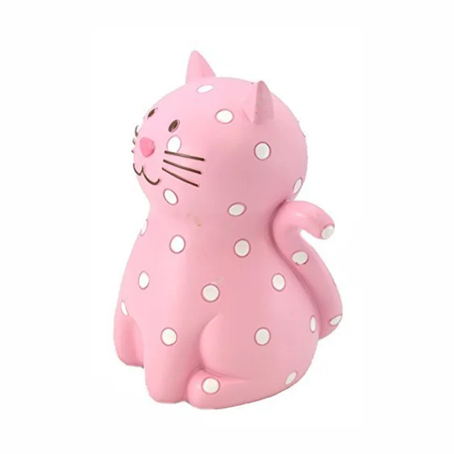 pink color resin decorative cat piggy bank