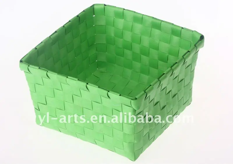 Cesta De Plástico Tejida De Pp Hecha A Mano - Buy Cesta De Plástico