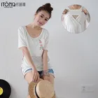 Hongyan short sleeve cotton breastfeeding maternity nursing top for pregnant women TD013