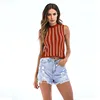 Factory Supplier Custom Ladies Sexy Slim Casual Ribbed Knit Crop Top Vest Sleeveless Women Striped Tops