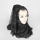 Wholesale Muslim Head Scarves Flower Lace Pearl Polyester Hijab Turkish Scarves For Women