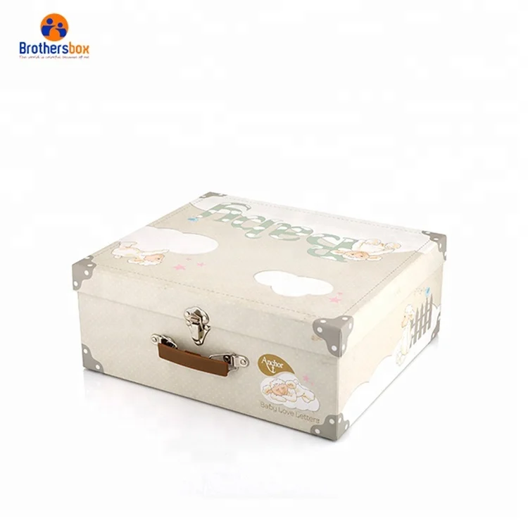 print baby fancy paper cardboard mini suitcase gift box with