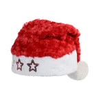SJ355 christmas party supplies rose plush cap sequin star decorated red santa claus hat