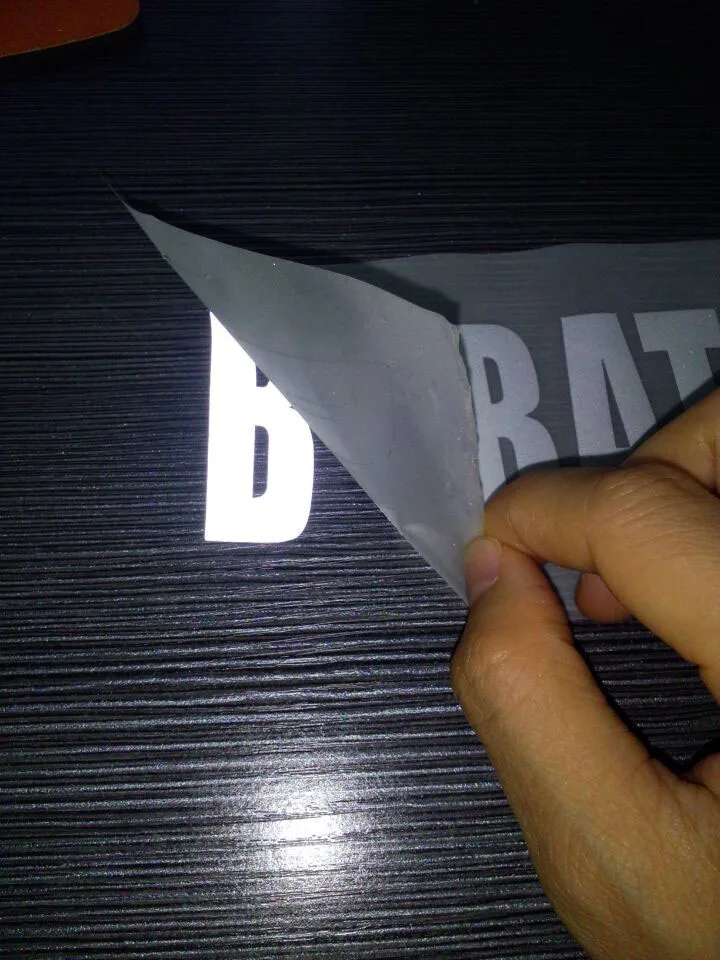 silver grey reflective heat transfer t-shirt logo